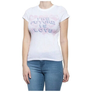 Chaser Graphic‎ Tee Women M White Future Is Love Heart Short Sleeve Casual NWT